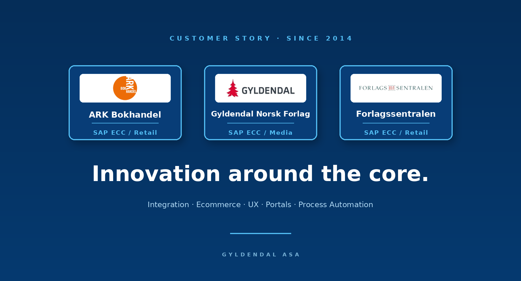 ARK Bokhandel, Gyldendal Norsk Forlag, and Forlagssentralen — three SAP ECC cores at Gyldendal ASA